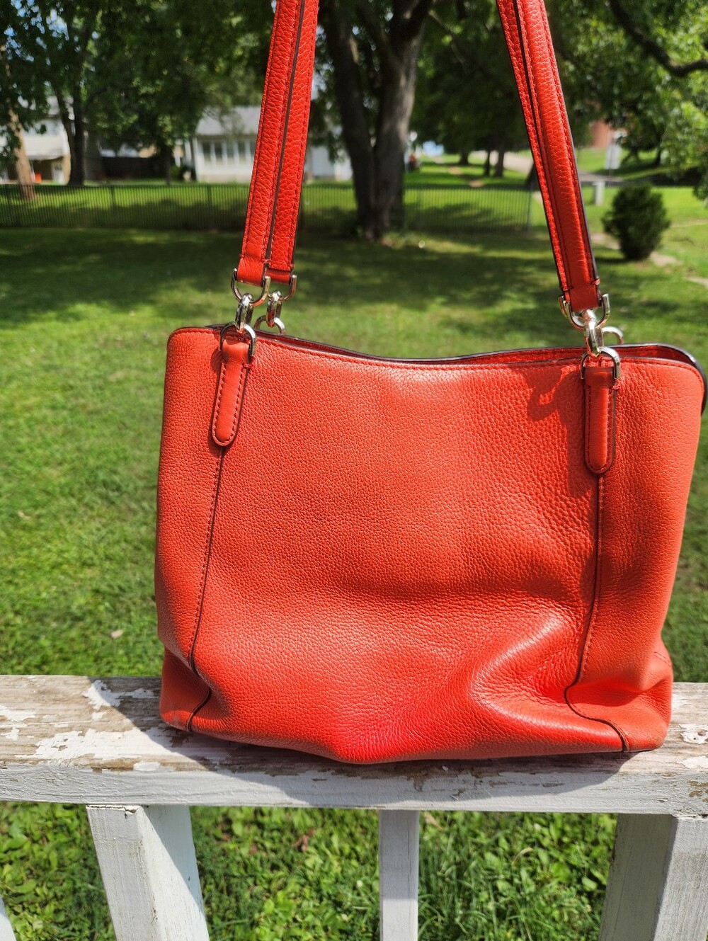 Kate Spade New York Jackson Pebbled Leather Shoulder Bag -Tangerine Preloved - Picture 2 of 11